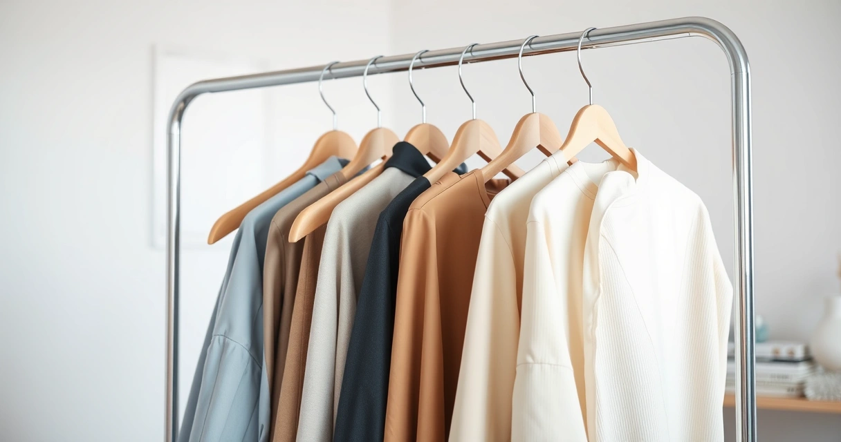 Arara com roupas de tons neutros num ambiente claro