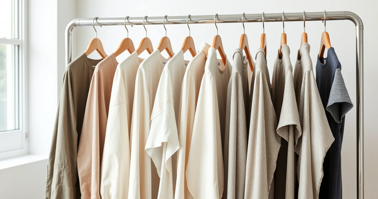 Arara com roupas de tons neutros num ambiente claro