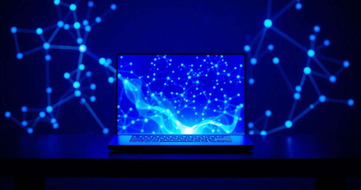 inteligência artificial que se candidata a vagas de emprego representada por rede neural sobre notebook
