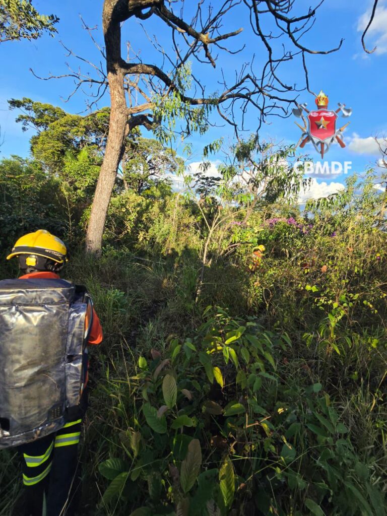 Bombeiros resgatam homem ferido em área rural de Brazlândia Bombeiros resgatam homem ferido em área rural de Brazlândia